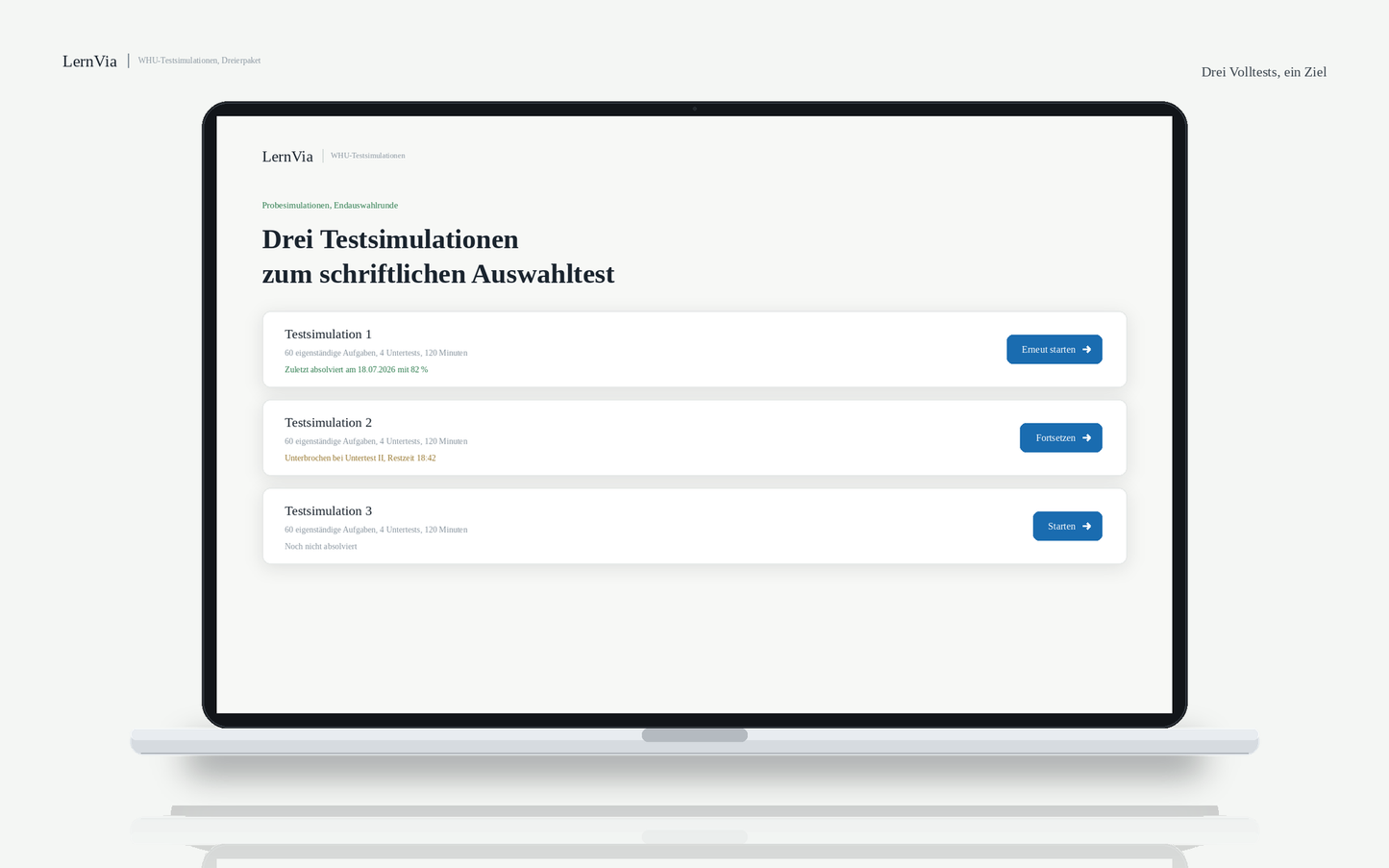 WHU-Testsimulationen: Dreierpaket mit 180 neuen Aufgaben