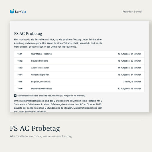 FS AC-Probetag: alle Testteile am Stück mit Zeiten