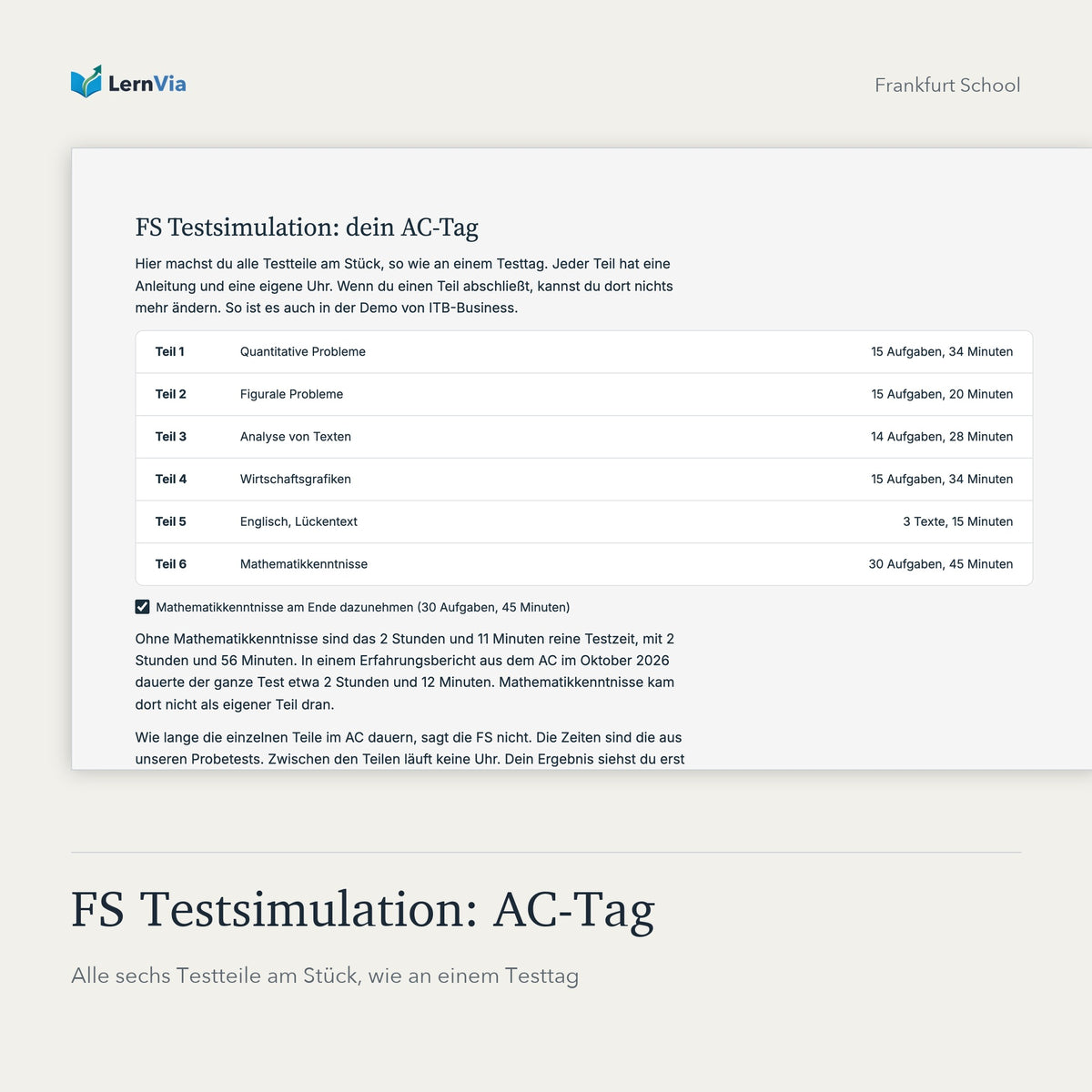 FS Testsimulation AC-Tag: Überblick über alle Teile
