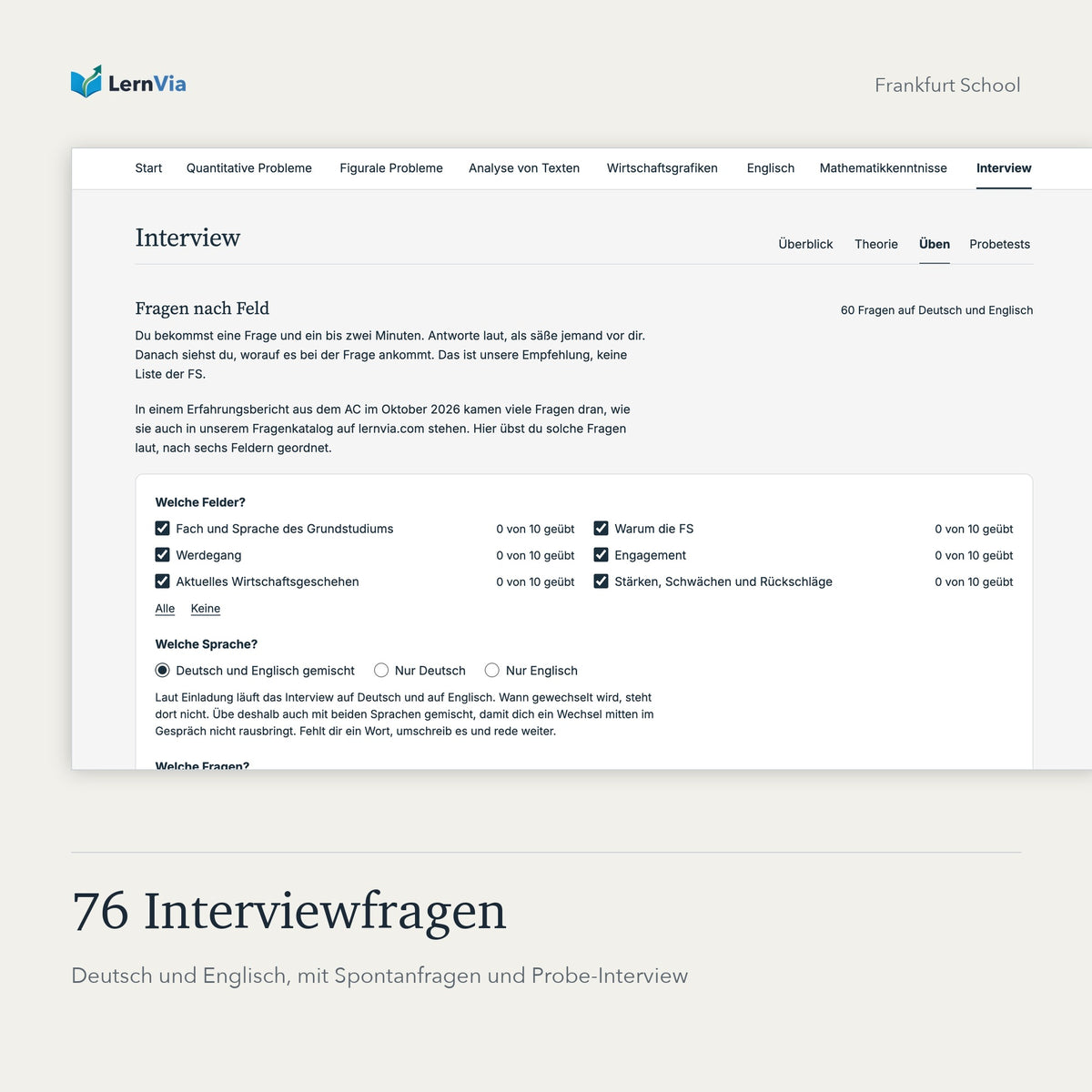 FS Lernplattform: Interviewfragen nach Feldern