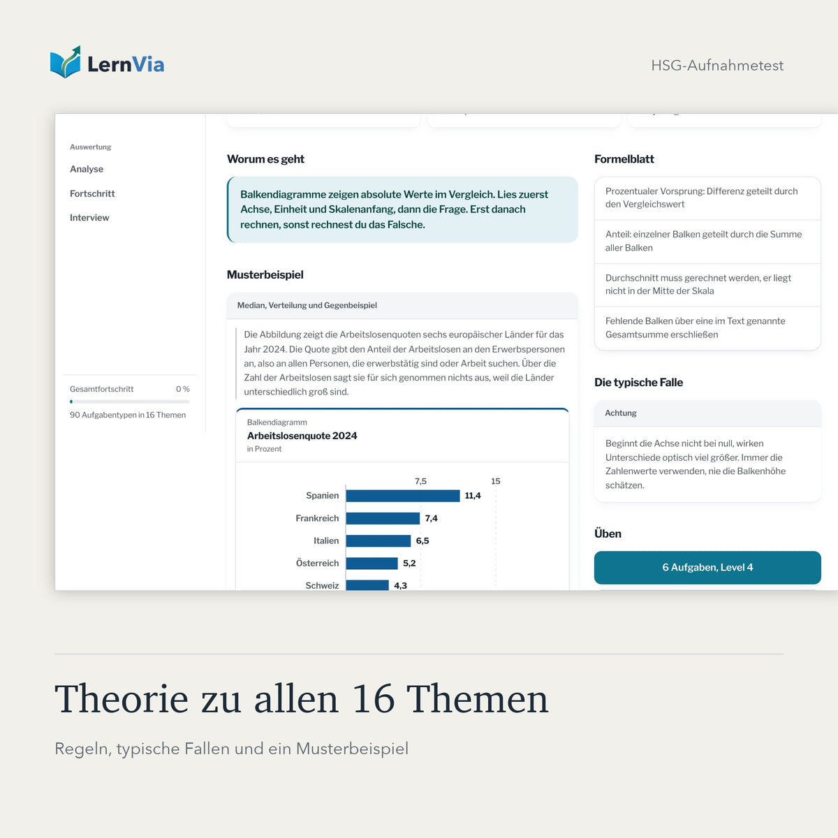 Theorie mit Musterbeispiel in der HSG Lernplattform