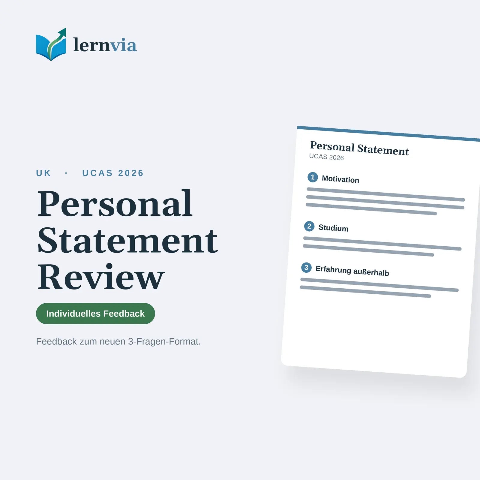 Personal Statement Review (UK): Feedback zu deiner UCAS-Bewerbung 2026 LernVia